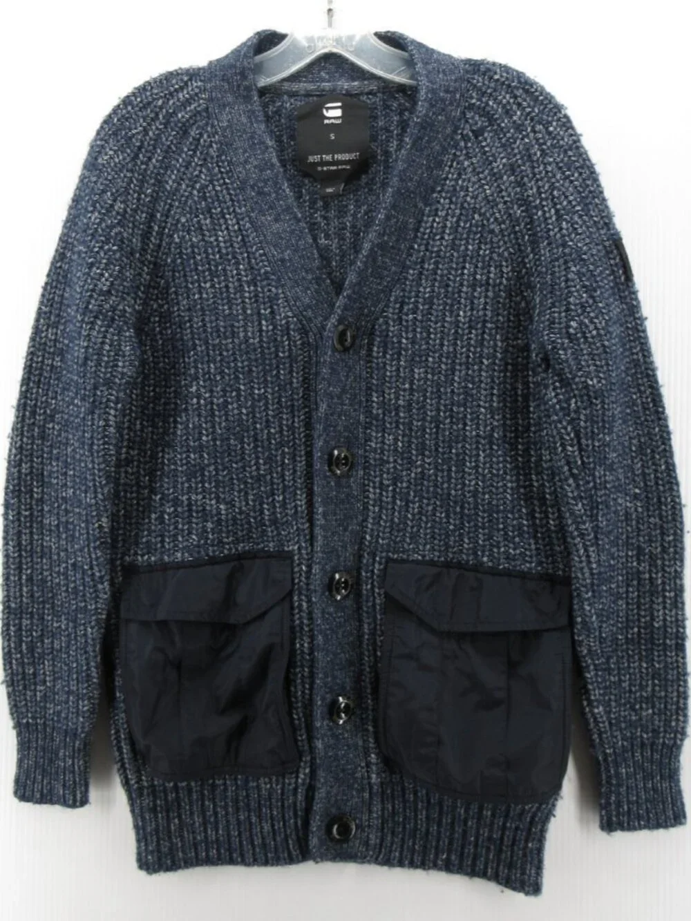 G Star Raw Sweater Small Wool Blend Cardigan Ribbed Chunky Heavy Thick